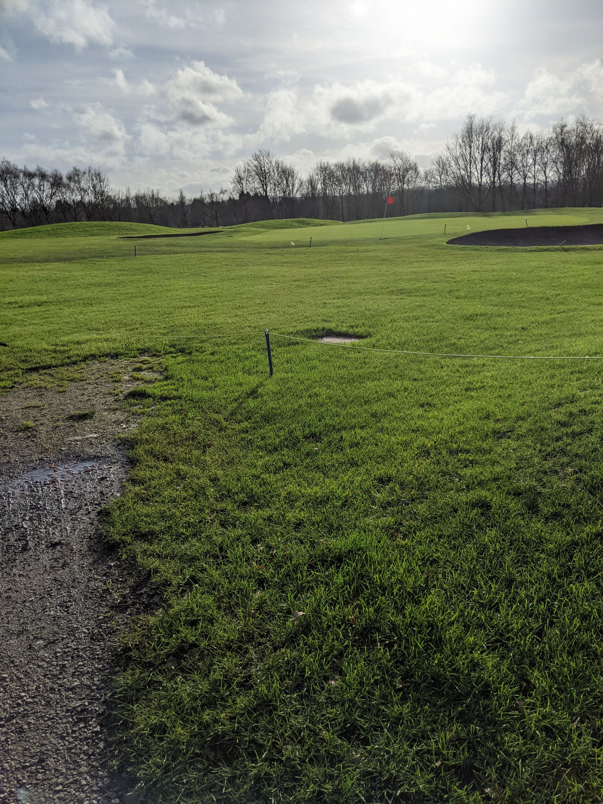 Golf course crossed on walk